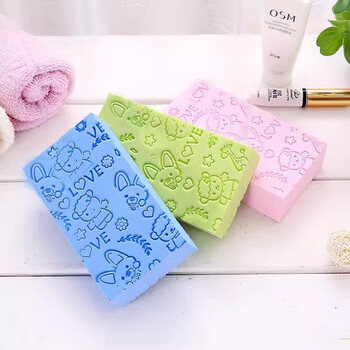 Yong huan children's bath sponge and bath towel, baby's special mud rub and back wash, baby's painless decontamination bath wipe, multi-color, 3 pack, random colors