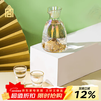 Palace museum culture qianli jiangshan wine set colorful crystal glass liquor cup wine divider palace museum cultural and creative gifts gift box (1 pot 2 cups)
