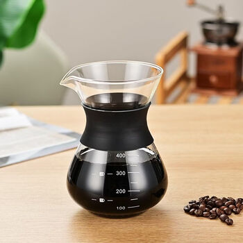 Shantou lincun hand-brewed coffee pot high temperature resistant drip coffee pot household drip sharing pot silicone anti-scalding coffee pot 400ml