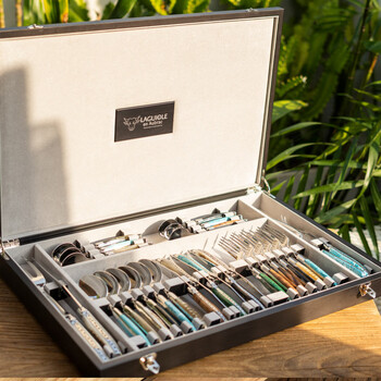 He jiagong's light luxury 28-piece set laguiole en aubrac french imported western food knife, fork and spoon gift box western food knife, fork and spoon light luxury 28-piece set (original gift box)