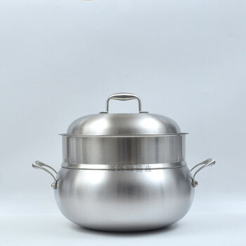 Tuojin japan imported quality clearance export household thickened 304 stainless steel steamer soup pot apple_fruit pot with steaming grid 1cm 26cm