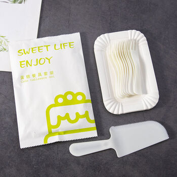 Traditional and simplified box of disposable tableware, cutlery, plate and fork set, degraded paper plate, fork, candle, birthday plate, b-10 plate, 10 meter fork + rice knife 100 sets