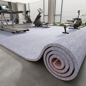 Yusenyi gym soundproof floor mat floor sports shock-absorbing shock-proof carpet for home living room and bedroom large area full haze gray tpe single stripe (regular style 6mm) 100x120cm