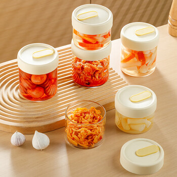 Home katei story japanese pickle box glass crisper mini small bowl sealed jar with lid food grade pickle special mustard box glass pickle jar 400ml 5 pieces