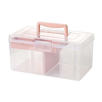 Yusenyi tea set storage box household dustproof teapot teacup separated tea set storage box outdoor tool box small pink