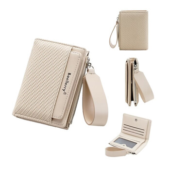 Woodpecker (tucano) new style women's multi-functional simple short wallet retro 20% off multi-card slot student coin purse apricot