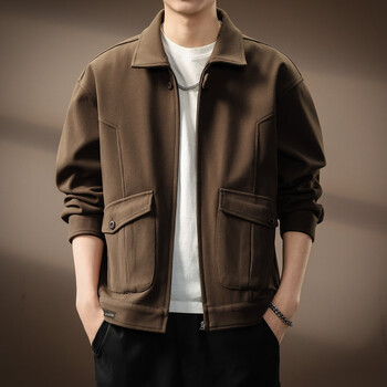 Precious color high-end american retro splicing jacket men's spring and autumn new loose trendy lapel jacket casual top