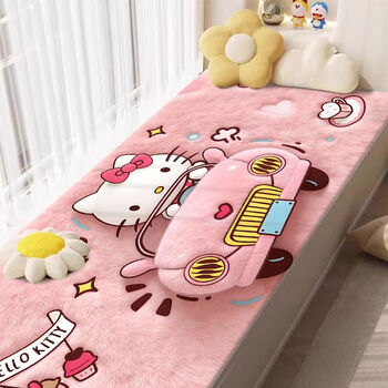 Fantasy cartoon bay window mat imitation cashmere bay window blanket cooling plush cushion thickened window sill mat bedroom long bedside foot mat 100 x 200 cm cute and versatile t seaside hello kitty imitation cashmere