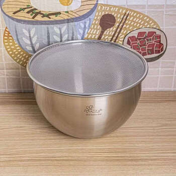 Yusenyi 1810 drain plate round oil leakage plate leakage plate filter oil control frying plate with filter 304 network plate 20cm salad basin