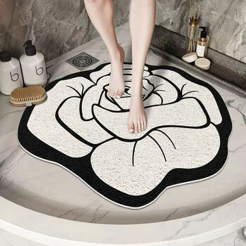 Fantasy bathroom dry and wet separation floor mat is fresh, soft and does not hurt your feet. bath room shower room wire loop carpet is stain-resistant and easy to take care of. jn-qili custom size flower silk circle floor mat