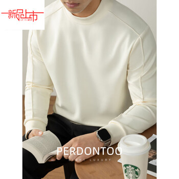 Yalu 340g heavy air layer sweatshirt men's long-sleeved bottoming shirt autumn and winter half turtleneck t-shirt bottoming shirt cream white m