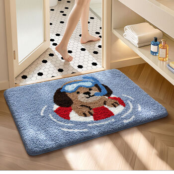 Fantasy bathroom absorbent floor mat toilet door mat plush bathroom carpet diving puppy 40x60cm safety anti-slip small household dry and wet separation area recommended