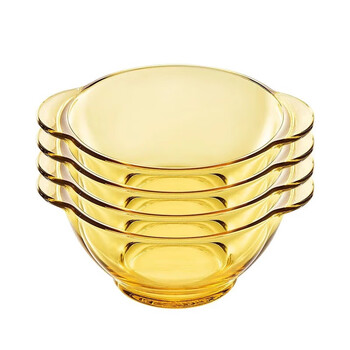 Corning tableware 4 rice bowls, heat-resistant glass bowls, household glass rice bowls, soup bowls and tableware sets, 4 belle double-eared bowls