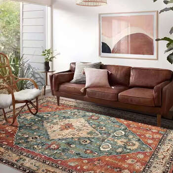 Yusenyi thick cashmere carpet nordic living room sofa coffee table blanket bomian retro retro colorful flowers non-slip cotton bottom + width 240x length 360cm door-to-door delivery + purchase