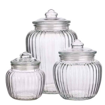 Xinyun jiameng thickened glass bottle sealed jar pickle jar large capacity pickle jar food grade household pickle jar vertical pattern thickened three-piece set 630+1280+2180
