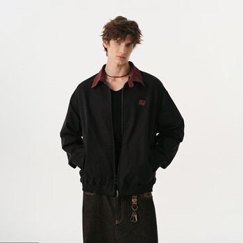 Fornines reversible stitching contrast color jacket men's and women's trendy brand couple tops 2026 spring new casual workwear jacket black reversible s