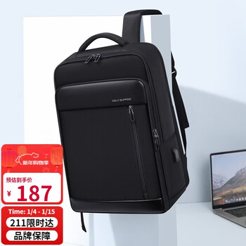 Golf (golf) backpack men's 16/17.3 inch laptop bag business trip bag multi-function charging black