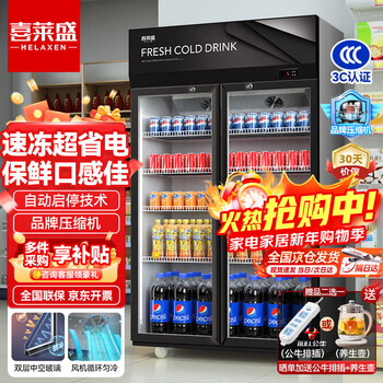 Xilaisheng refrigerated display cabinet fresh cabinet commercial refrigerator beverage cabinet beer cabinet freezer 1 meter double door high-end black upper machine air direct cooling xls-788l-fzsj