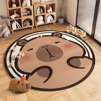 Wings carpet round floor mat room play reading area climbing mat bedroom swivel chair mat round capibala+1h diameter 80cm (silicone bottom crystal velvet style)