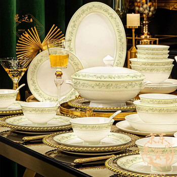 Manyuan jingdezhen 2026 new first-class bone china tableware, especially beautiful first-class bowl and plate set housewarming gift box orchid jasmine 6-person configuration 46-piece set