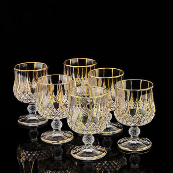 Fantasy light luxury crystal glass wine glass bottle household whiskey glass set spirit glass goblet high-end luxurious gold painted goblet (6 pack)
