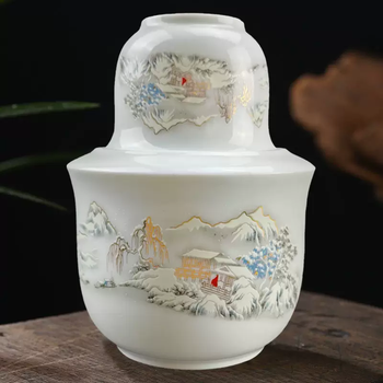 Yusenyi ceramic wine warmer wine set yellow wine white wine high temperature resistant three-liang pot chinese-style household wine warmer snow scene three-liang