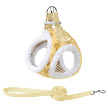 Miaopule's new pet autumn and winter cat leash, comfortable plush harness, small dog rope, dog leash, yellow xxs