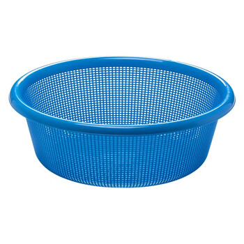 Camellia lehui round sieve plastic basket round thickened vegetable basket storage large organizer kitchen drain blue household blue 44cm