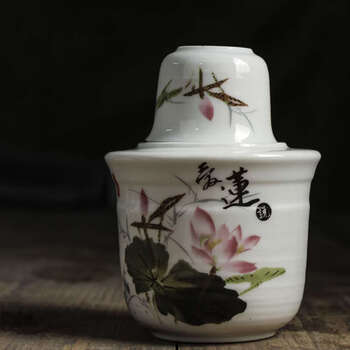 Yusen yi wine warming warmer 2-family hot wine kettle old-fashioned style yellow rice wine wineware and glass set yun hua ailian 3 pieces