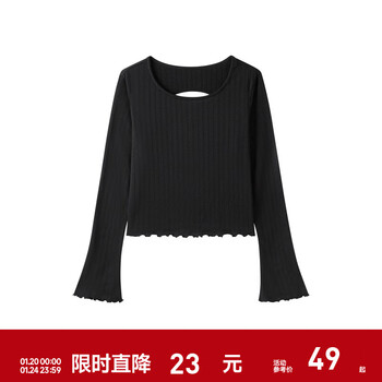 Semir semir underwear women's hollow design bottoming shirt slim fit inner top sweet solid color versatile black 90001 m 160/84a