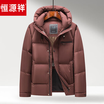 Hengyuanxiang new down jacket men's short winter casual thickened warm hooded jacket winter duck down versatile bst-n5219 burgundy l 175/88a