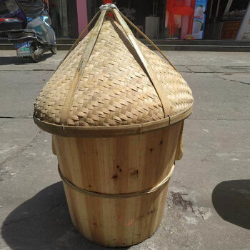 Fantasy bamboo pot lid for steaming rice, double-layer pot lid, bamboo lid, steamer lid, steamer lid, steamer lid, decorative bamboo hand lid, outer diameter 6cm