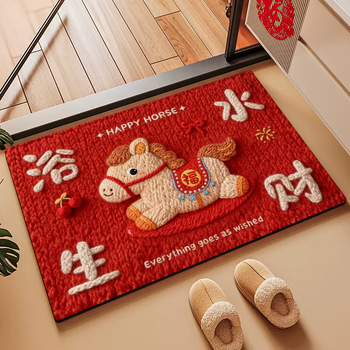 Yusenyi 2026 new year of the horse bathroom floor mat water-absorbent non-slip mat new year diatom mud foot mat at the bathroom doorway pony floor plan model a 40x60cm (water-absorbent and non-slip, no trace of feet)