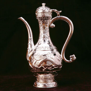 Yusenyi new dragon and phoenix 999 silver-plated wine set chinese style high-end silver-plated home wine jug and wine glass wedding gift ornaments silver dragon and phoenix wine jug (one)