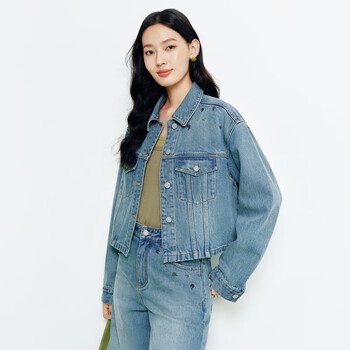 Firststation fs elegant lapel hand-beaded short denim jacket 26 spring and summer new women's j172a blue m