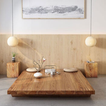 Other japanese-style tatami bed master bedroom living room simple floor solid wood bed 18 meters 15 meters 12 meters bed and breakfast short bed 60cm*120cm*height 15cm*thickness 5cm