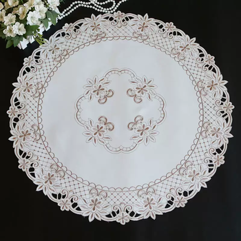 Yusen yiyi turntable tablecloth european style lace hollow embroidery cover tablecloth round decorative cloth round table flower type 1 gray diameter 175cm round