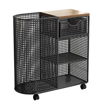 Wing fantasy mobile kitchen vegetable basket rack household floor-standing multi-layer fruit and vegetable storage multi-function oven microwave pot rack gold mobile model pull-out drawer no grid