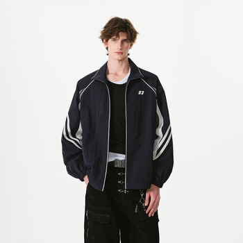 Fornines contrast color stitching stand collar sports jacket men's and women's trendy brand couple tops 2026 spring new casual jacket navy s