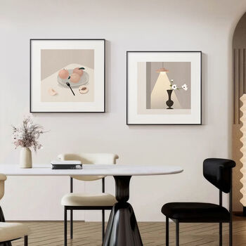 Fantasy cream style restaurant modern minimalist table decoration painting gourmet art milk tea shop hanging painting retro style mural 60x60 morning light overture crystal porcelain craft painting one-piece high-definition mirror light luxury gold aluminum alloy picture frame