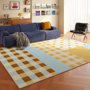 Yusenyi erasable dopamine color combination light touch high-end luxury cream style bauhaus carpet color no-wash floor mat for bedroom and living room romantic charm 01 1 piece exclusive custom size non-returnable loop pile cotton non-slip bottom