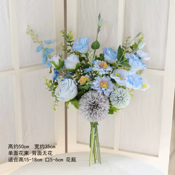Yusen yihua true blue white imitation photographer home decor flower silk false color prop holder decoration table decoration blue lisianthus table tennis bouquet 1