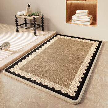 Fantasy medieval style bathroom floor mat, linen woven non-slip foot mat, special absorbent mat for bathroom door, shower room carpet, suede nassarima bathroom floor mat 40x60cm, environmentally friendly material
