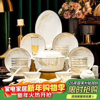 Persson wanli jiangshan 68-piece jingdezhen ceramic tableware set and dish set for moving into a new home