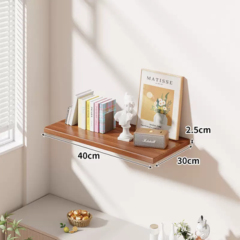 Yusenyi wall storage rack hidden one-word partition wall wall hanging bookshelf wall support shelf living room suspended storage board walnut color 40x30