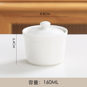 Tuojin jingdezhen ceramic bird's nest stew cup soup cup water-proof covered steamed egg bowl healthy dessert shaxian snack stew pot 3.5-inch stew cup (+ spoon)