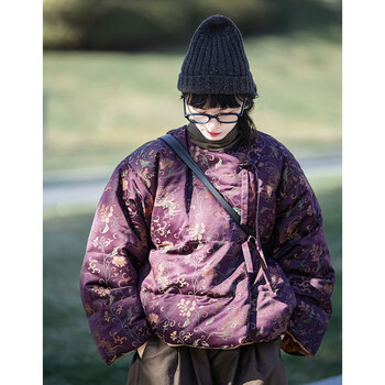 Zhibimo 2026 spring new product purple tang color mulberry silk song brocade jacket xiangyunsha warm reversible goose down jacket purple tang color m filling approximately 128g