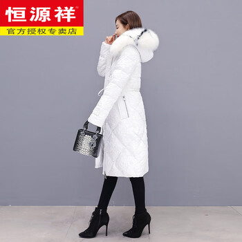 Hengyuanxiang high-end white 2026 new women's winter mid-length slim and fashionable thickened fox fur white duck down jacket white clothes + splicing black and white real fox fur s oversized real fox fur collar