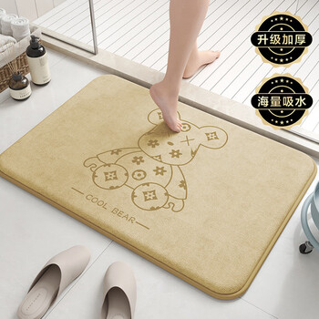 Wing fantasy bathroom absorbent floor mat 2025 new bathroom foot mat anti-slip entrance door mat thickened dirty-resistant disposable mat light luxury bear+blue 5th generation ultra-thick super-absorbent 60x90cm upgraded luxury model about 20mm丨dirty resistant and easy to clean