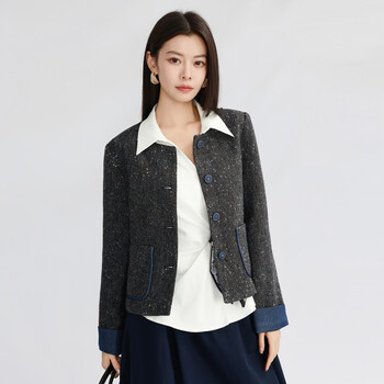 Viea.ing shopping mall same style small fragrant jacket for women 2026 spring new gray petite top dark gray s